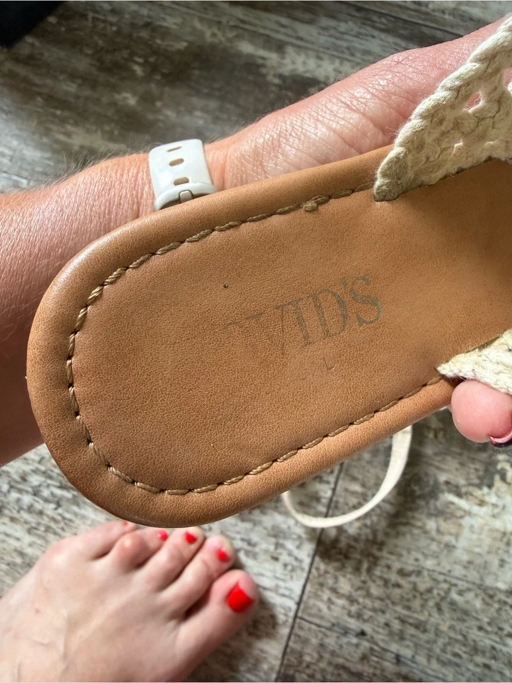 2 for $15 sale: David’s ivory/ cream knit crochet macramé Sandals (8/9) - Picture 3 of 5